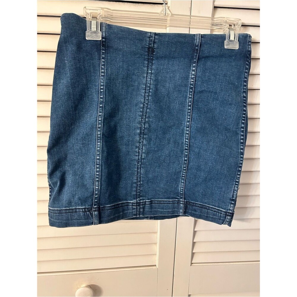Free People High-Rise Blue Denim Mini Skirt